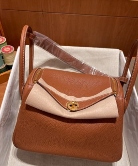 에르메스 린디백26 골드브라운 금장 끌레망스 가죽